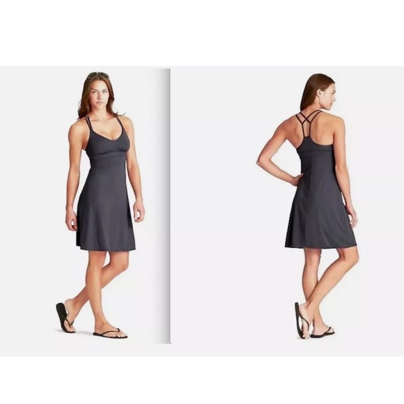 Athleta Shorebreak Gray Activewear Swim Athletic Dress Built In Bra Size M - Picture 14 of 14